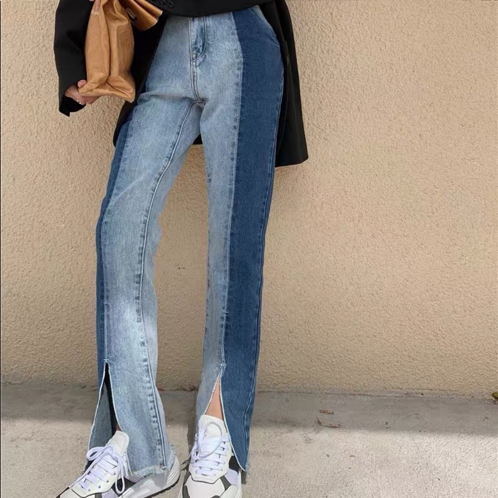 Washed Two Panel Bootcut Split Women Jeans